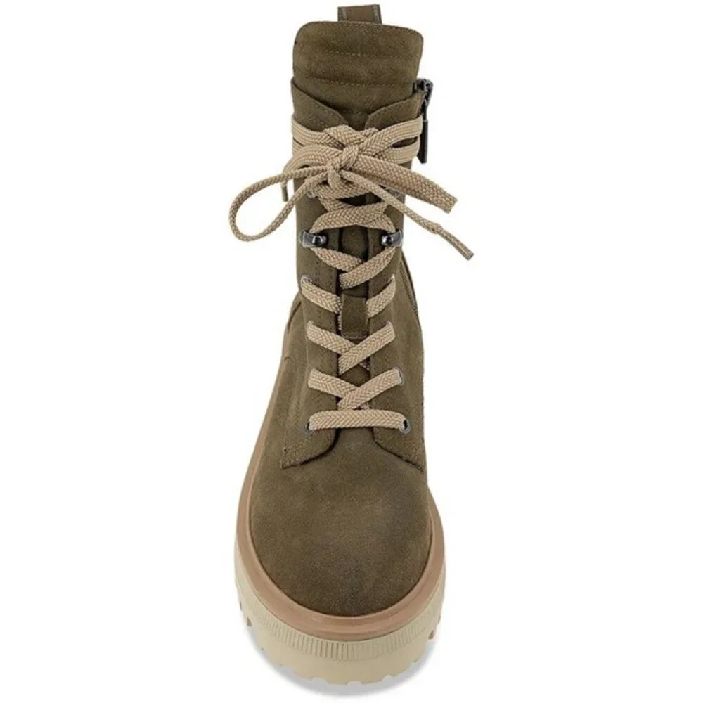 NIB [Kenneth Cole New York] Radell Lace-Up Lug Hiking Boots Olive Womens 5.5 - Picture 3 of 10
